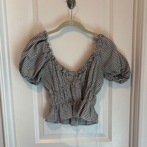 Adorable Gingham Puff Sleeve Top